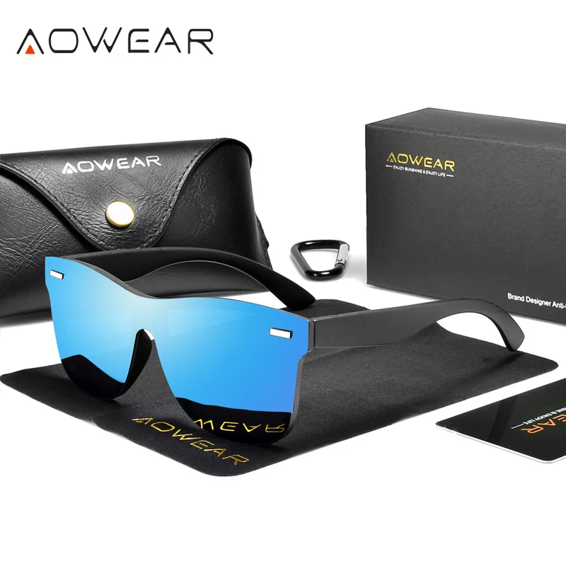 Очки солнцезащитные AOWEAR для мужчин и женщин, винтажные аксессуары для вождения, поляризационные, большие размеры, 2023