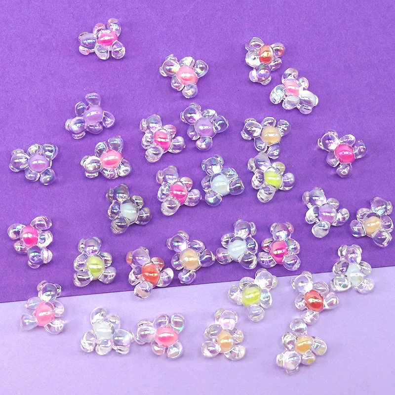 

Beads for Jewelry Making Transparent Acrylic Frosted Flowers Small Daisy Color Bracelet Necklace Loose Beads Wholesale Abalorios