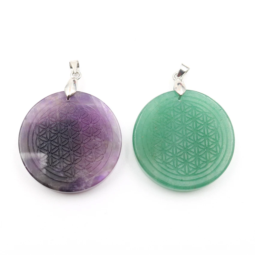 YJXP натуральный кристалл красный агат Tigereye Круглый Резной Цветок жизни Подвески для DIY изготовления ювелирных изделий