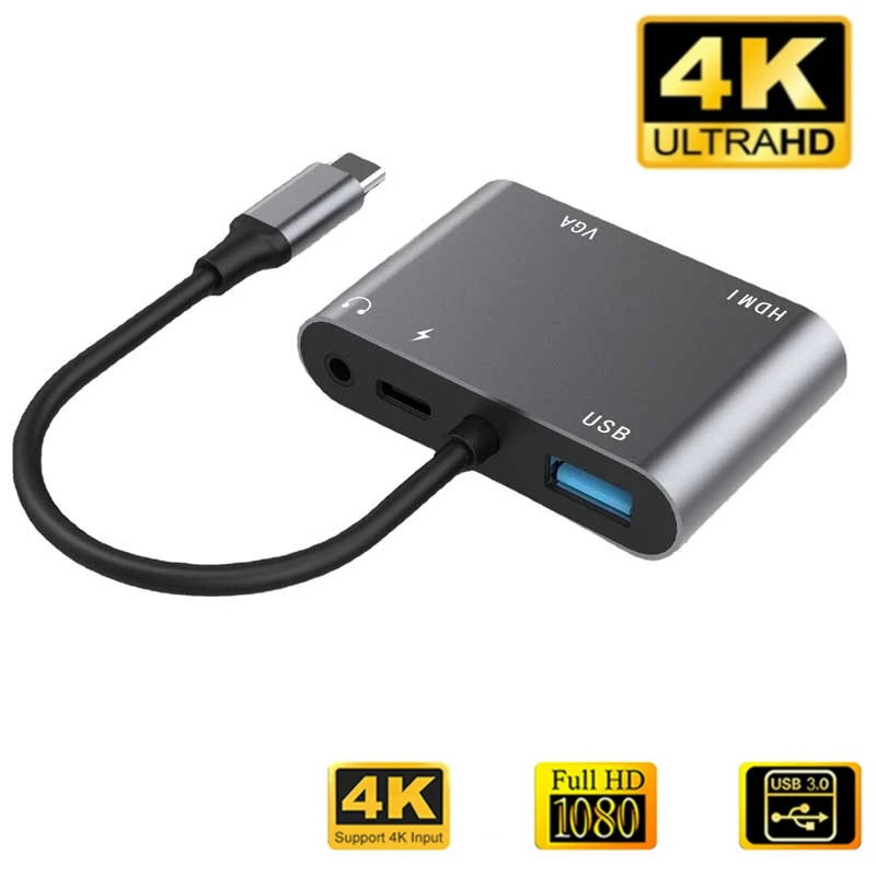

Адаптер VGA, совместимый с USB 3,0 на HD, 1080P, 5 в 1, 4 в 1