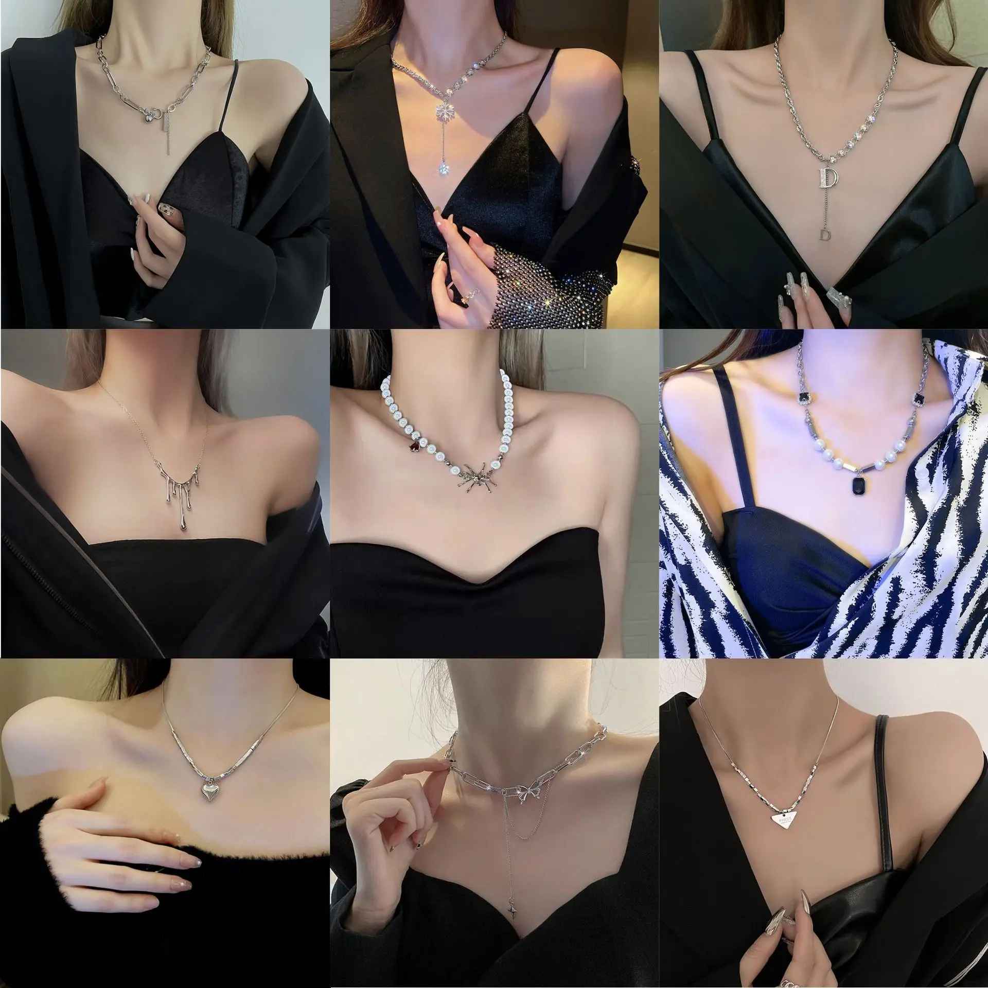 

Kpop Heart Pendant Necklace Metal Alloy Two Layer Metal Chain Necklace For Women Lady Celebration Gifts 2021 streetwear Jewelry