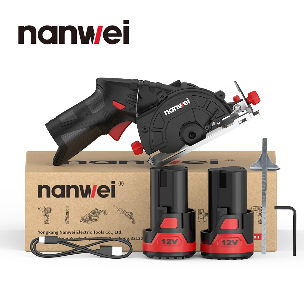 Фото Nanwei Type-C Мини-электрическая циркулярная пила 12 В портативный электроинструмент для поделок и деревообработки своими руками №1