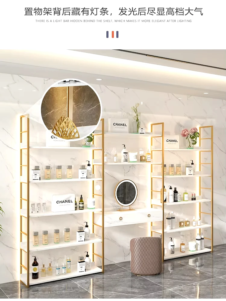 Regale für Hautpflegeprodukte Manuelheitssalons Kosmetikvitrine Produktvitrinen Pr а такжеentationsregale mit Lichtern und Spieg