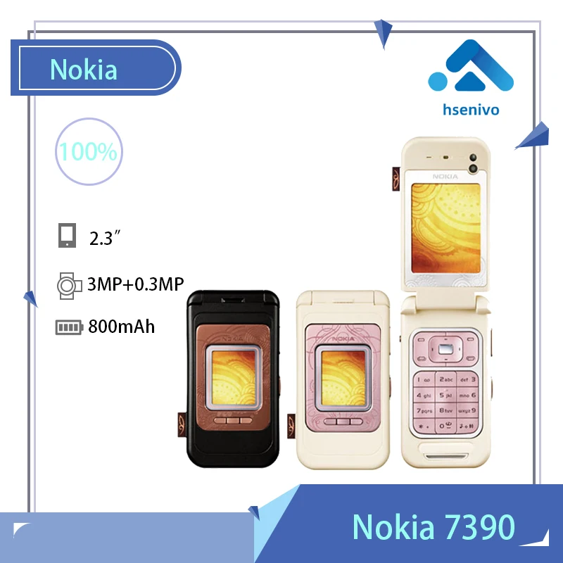 

Nokia 7390 Восстановленный Оригинальный разблокированный телефон Nokia 7390 GSM FM радио Бесплатная доставка