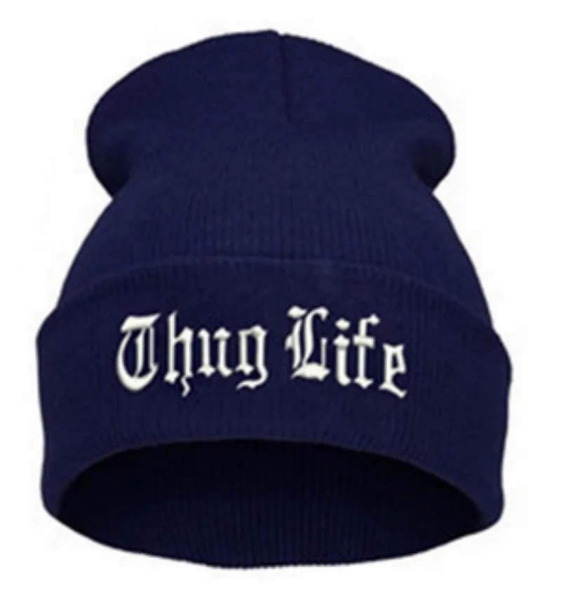 

NEW THUG LIFE Black Letter Beanie Unisex Fashion Hip Hop Mens Beanies Knitted Caps for Women Skullies Gorros Bonnets