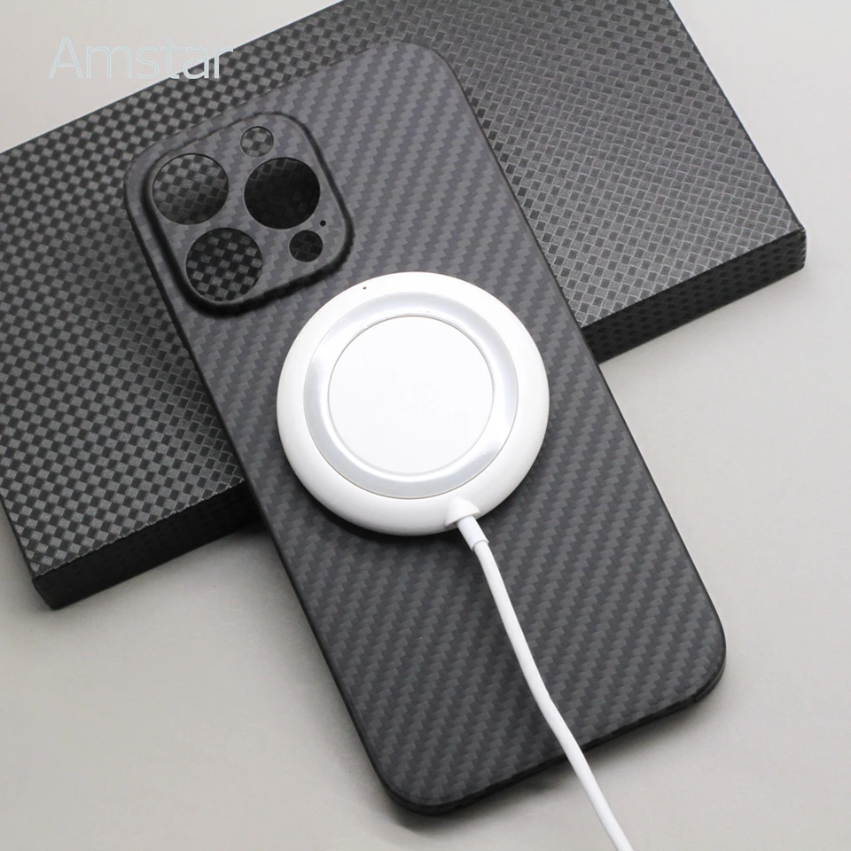 Магнитный чехол Amstar из углеродного волокна для телефона iPhone 14 Pro Max Plus