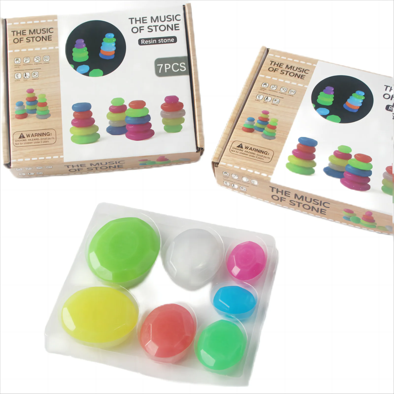 7 шт. светящиеся разноцветные камни для украшения сада и аквариума