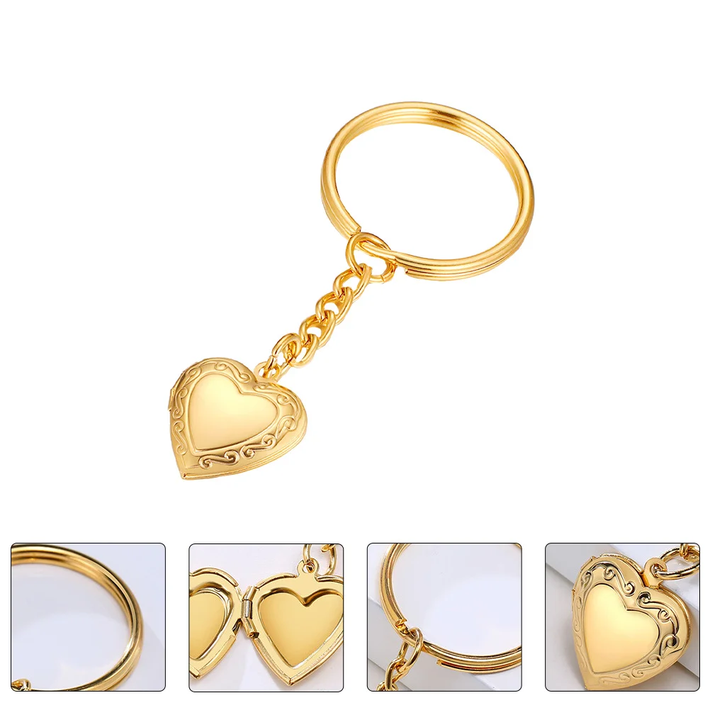 

1pc Stainless Steel Photo Box Keyholder Heart Shaped Keyring Exquisite Keyring