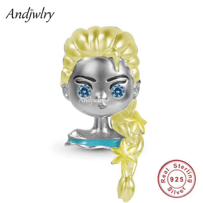 

Fit Bracelet Charms Silver 925 Original Sweet Big Eye Gold Hair Princess Girl Bead Bracelet&Bangle Jewelry Berloque