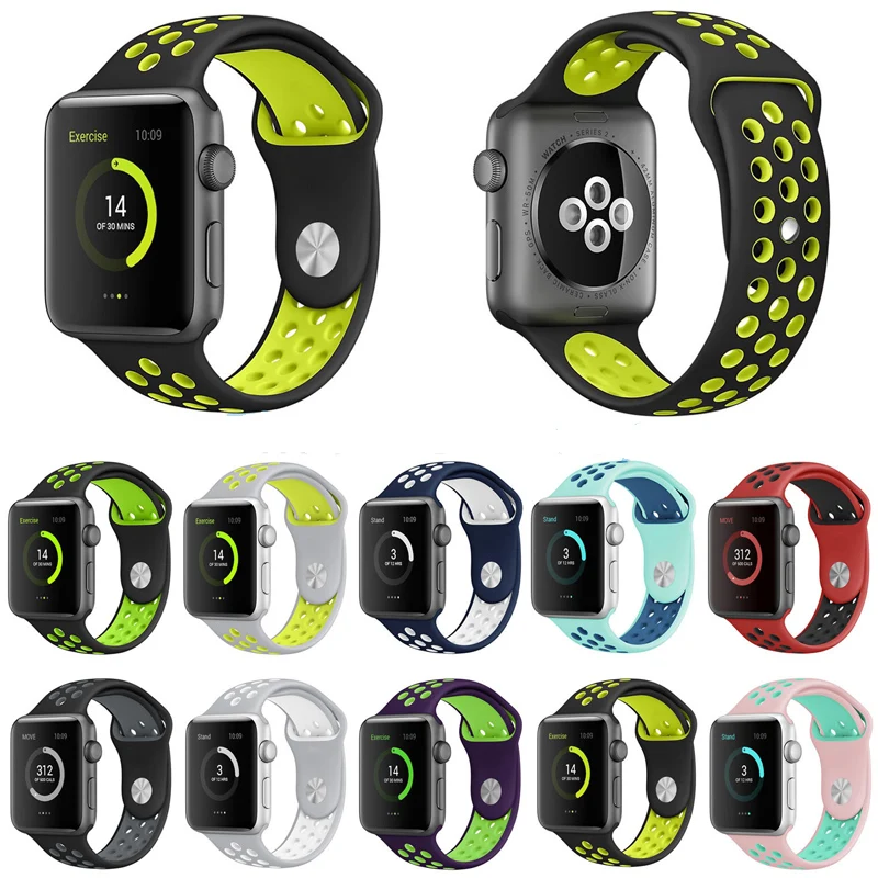 

Ремешок силиконовый для Apple Watch band 44 мм 40 мм 42 мм 38 мм 45 мм 41 мм 3 4 5 se 6