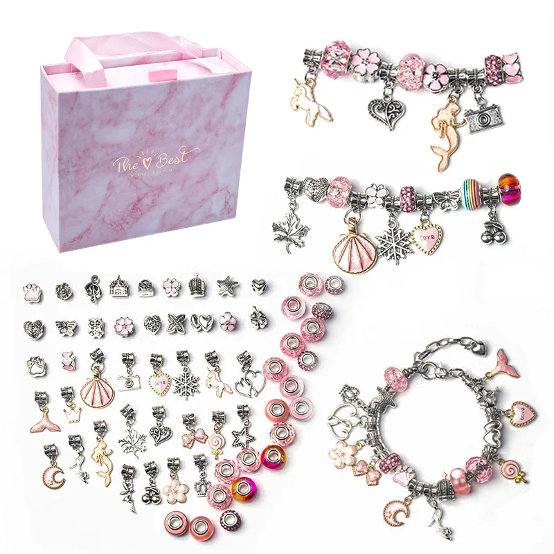 

Best Selling Cartoon Pink Set Diy Handmade Jewelry Children's Bracelets Women's Exquisite Gift Box Gift Bracelets