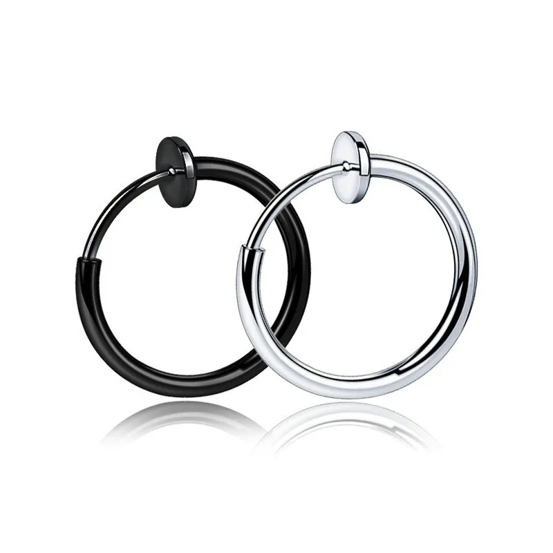 

Stainless Titanium Steel Clip On Earrings No Hole Anti-allergic Tide Round Non Pierced Earring Clips Cheap Jewelry Accessories