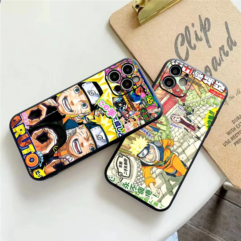 

Japan NARUTO Anime Phone Case For Funda iPhone 13 12 11 Pro Max 13 12 Mini X XR XS Max 6 6s 7 8 Plus Liquid Silicon Back