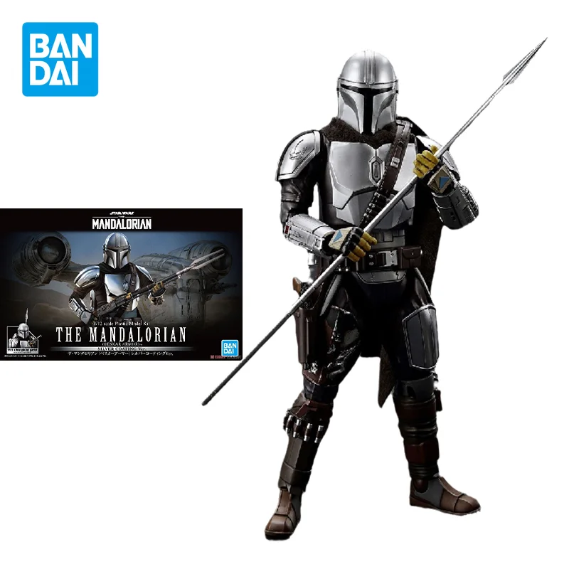 

Bandai Original STAR WARS1/12 THE MANDALORIAN Anime Action Figure Electroplated Version Toys Collectible Model Gifts for Kids