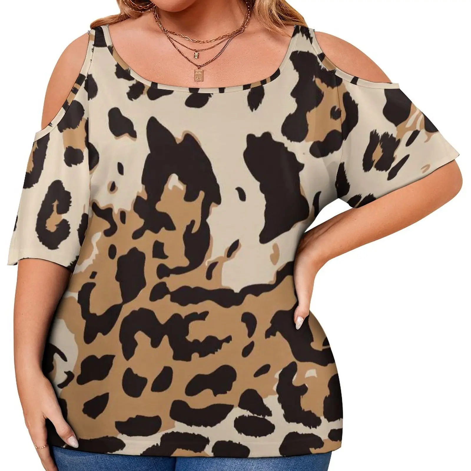 

Leopard Print T-Shirts Animal Skin Abstract Design Casual T-Shirt Short Sleeve Female Cute Tshirt Summer Top Tees Plus Size 5XL