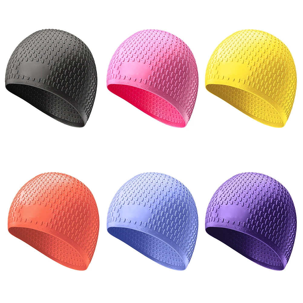 

Solid Color Swimming Caps for Adults Waterproof Ear Hair Protection Bathing Hat Water Drop SHaoed Swim Hat Headwear