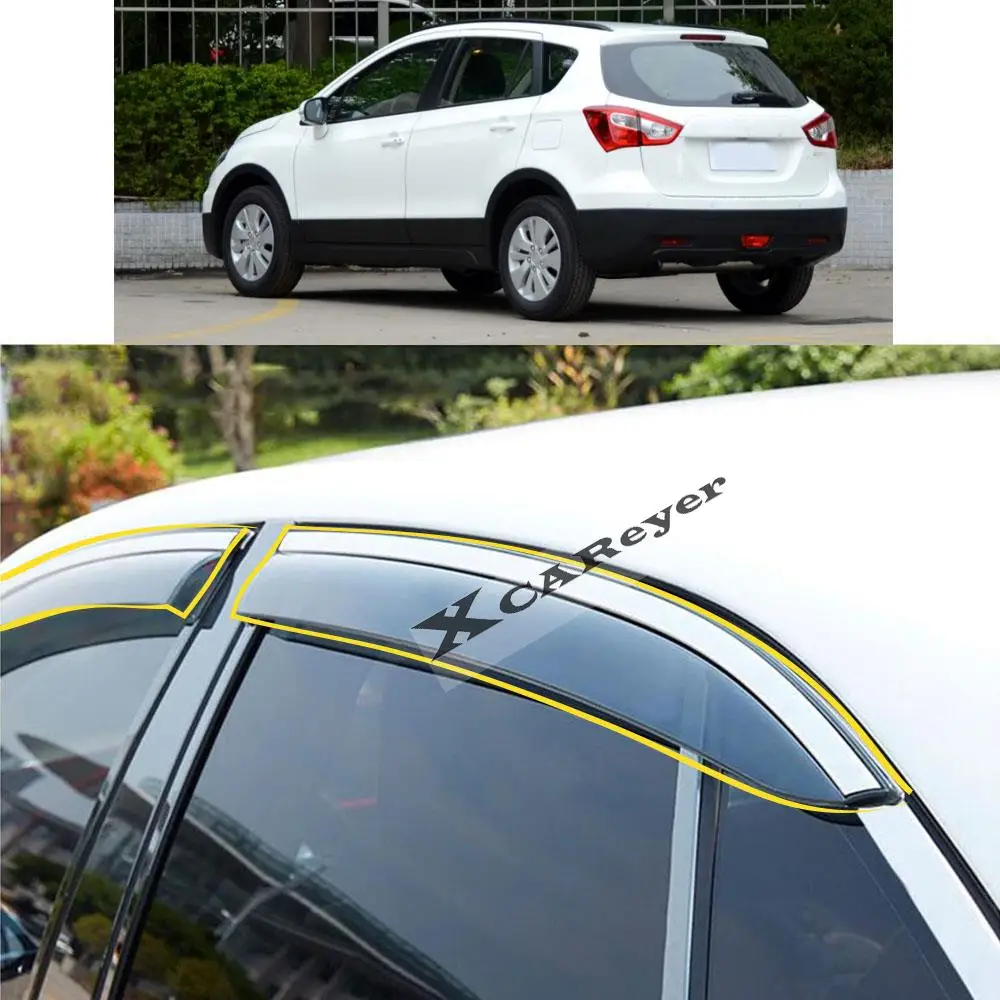

For SUZUKI S-cross Scross SX4 2014 2015 2016 2017 Car Body Styling Sticker Plastic Window Glass Wind Visor Rain/Sun Guard Vent