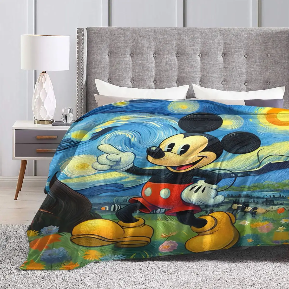 Одеяло с Микки в звездной ночи качественное супер теплое постельное белье одеяло