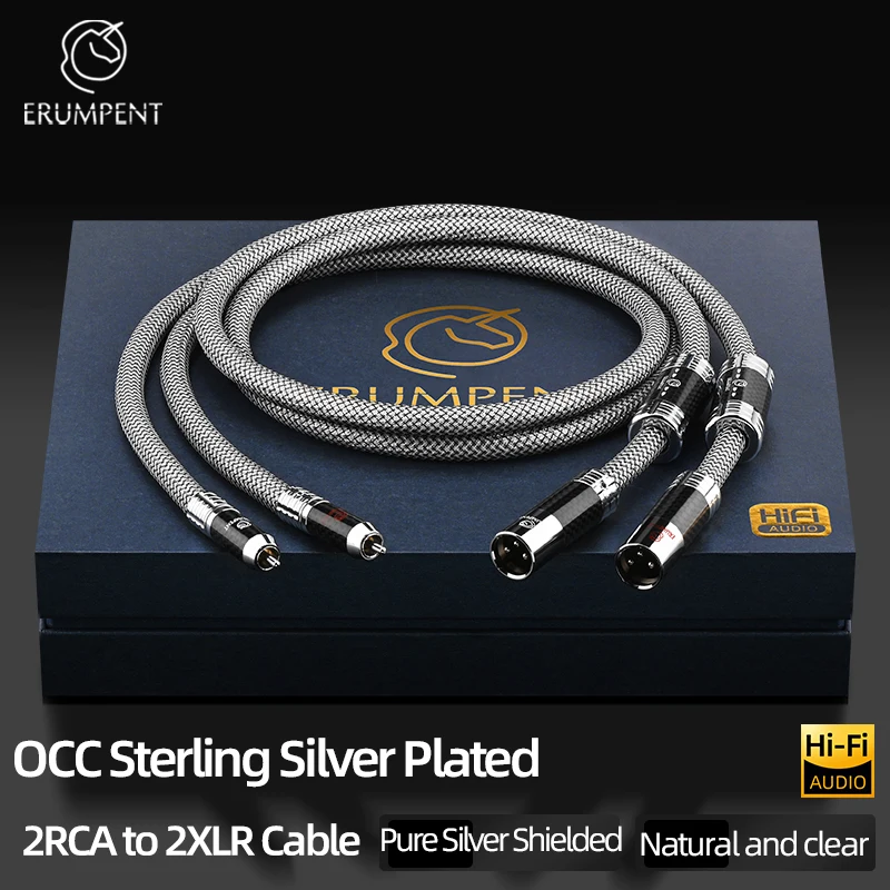 Фото ERUMPENT одна пара Hi-Fi посеребренных аудио RCA-XLR для усилителя DVD-плеер динамик кабель от 2RCA до 2XLR №3
