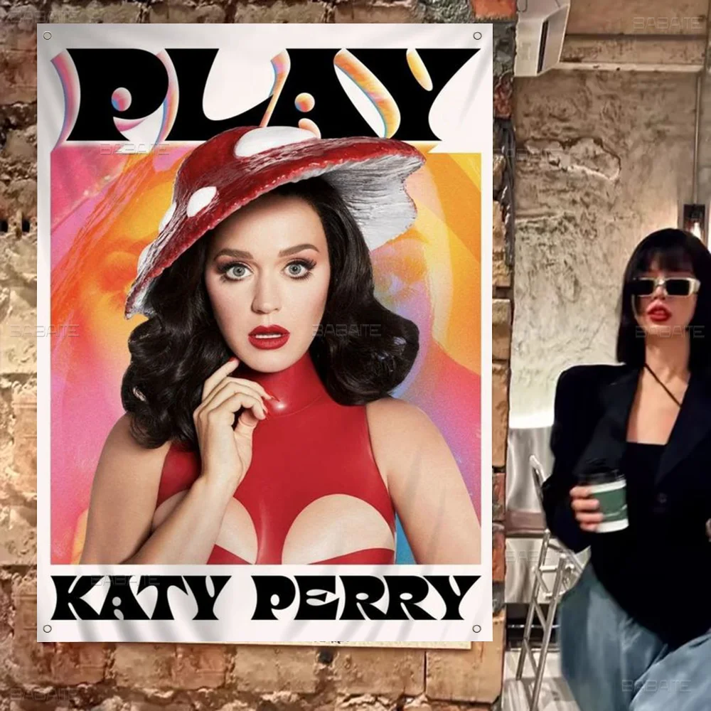 K-Katy Hot Singer P-Perry Banner Художественная печать Японский настенный флаг Аниме Настенный