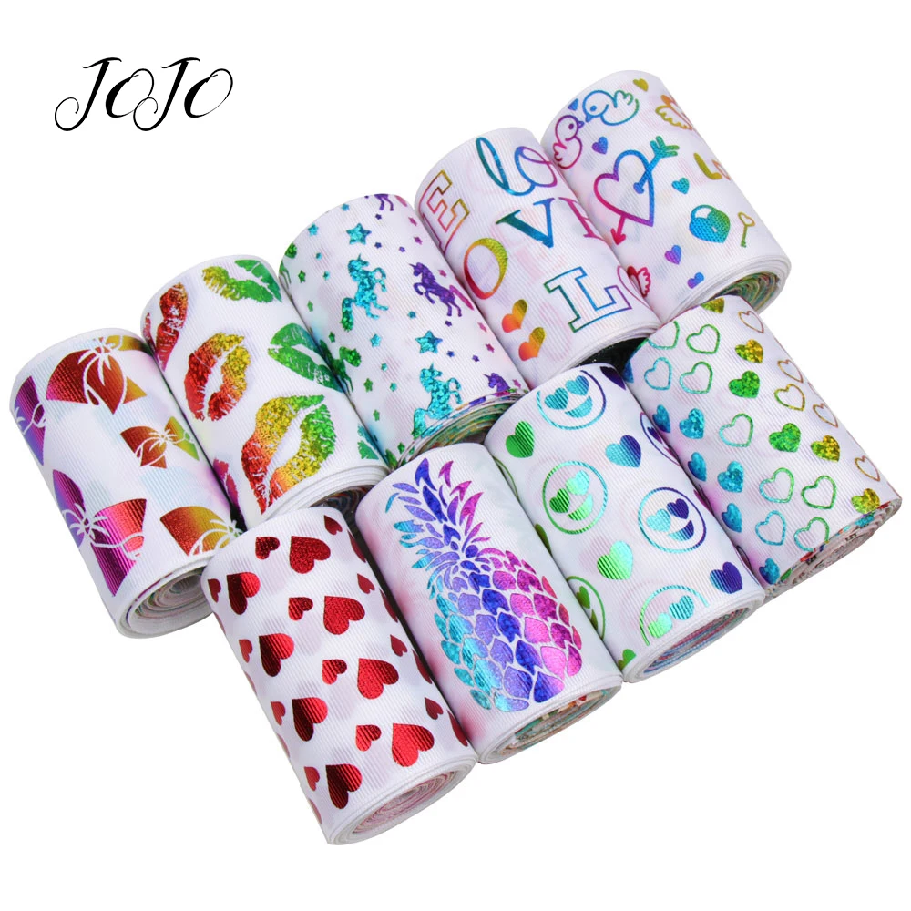 

JOJO BOWS 75mm/3" 2y Valentine's Day Grosgrain Ribbon Printed Bronzing Tape Apparel Sewing DIY Hair Bow Supplies Home Decoration