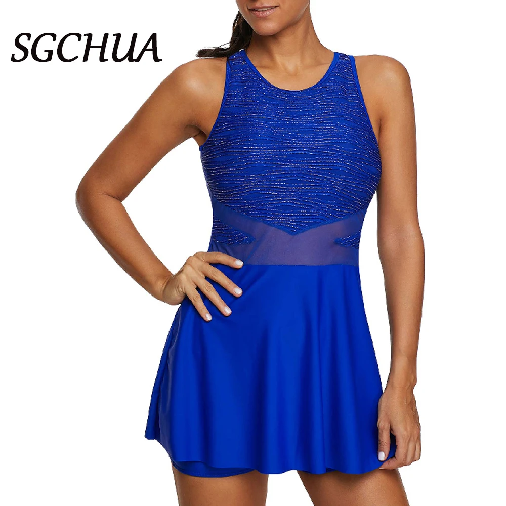 Sexy Solid Blue One Piece Swimsuit Women 2021 High Neck Off Shoulder Biquini Famale Push Up Plus Size Bodysuit Bathing Suit