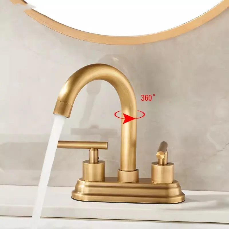 Античный смеситель для раковины кран ванной комнаты с 2 отверстиями широкое