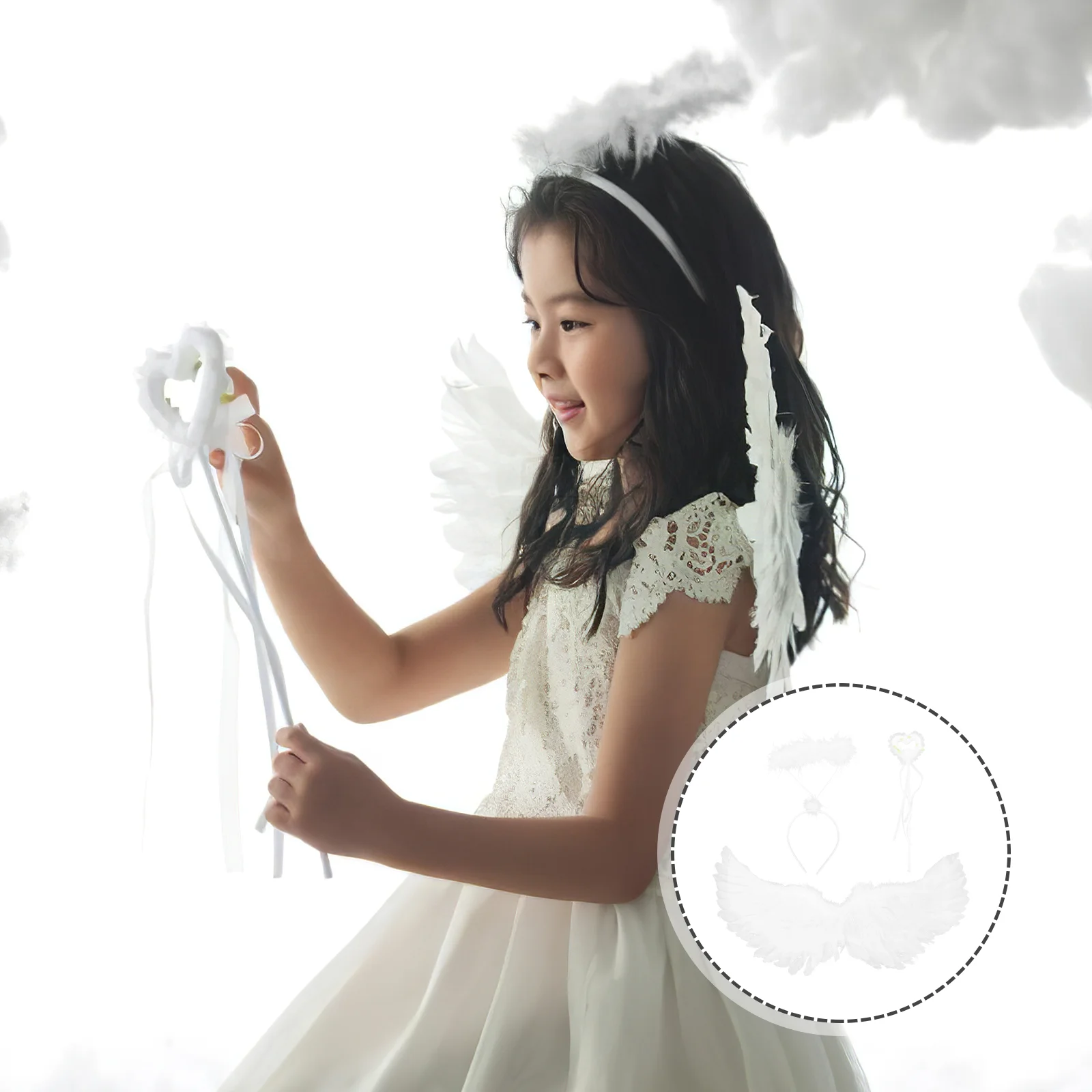 

Angel Wings Adult Fairy Teen Girls Clothes Clothing Cosplay Headband Wand Kids