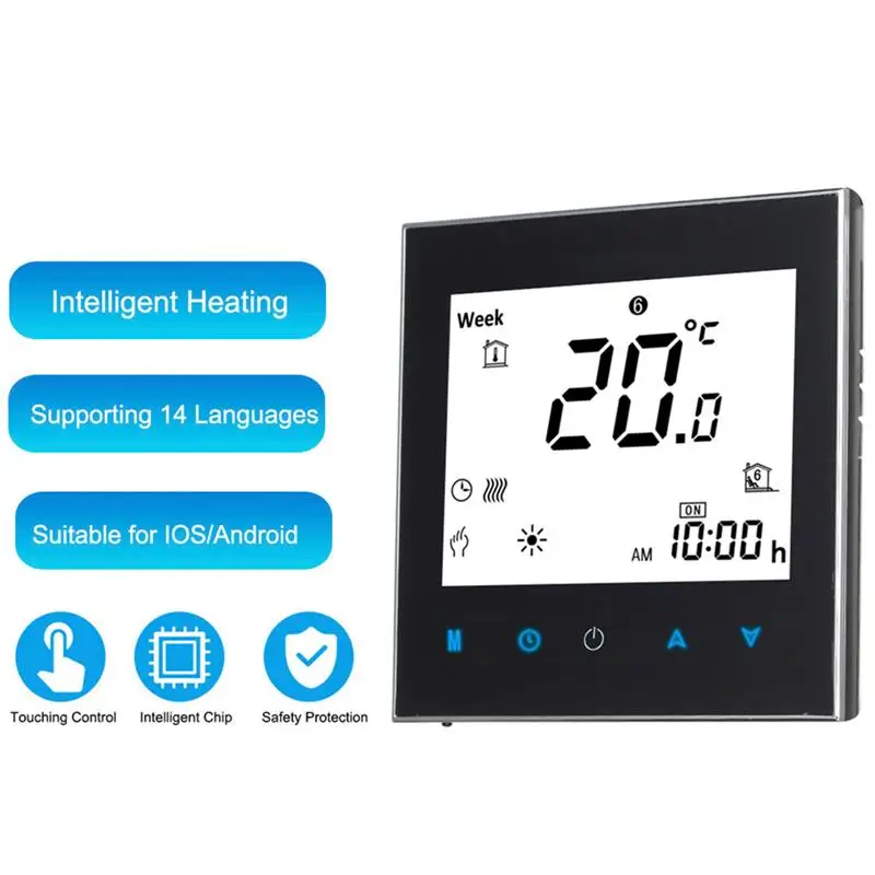 

Digital Water/Gas Boiler Heating Thermostat with WiFi Connection & Voice Control Energy Saving AC 95-240V 3A Touchscreen