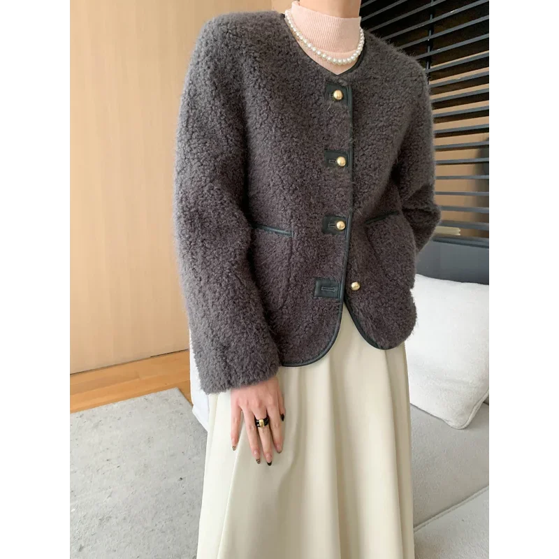 Французское высококачественное цельное бархатное пальто из искусственного меха