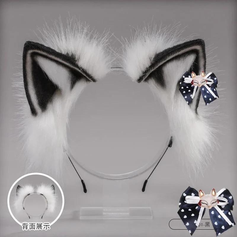 Модная плюшевая повязка на голову с кошачьими ушками банты лисы необычный
