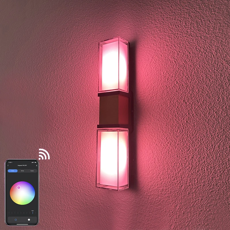 

Современное водонепроницаемое наружное настенное бра вверх и вниз: Wi-Fi управление через приложение RGBW IP65, алюминиевая садовая лампа для умного дома, Настенный декор
