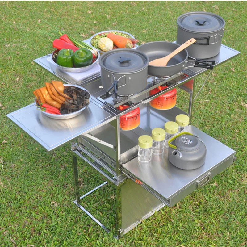 

Портативная кухонная плита из нержавеющей стали, складной столик для вождения, самостоятельного приготовления пищи, пикника, барбекю