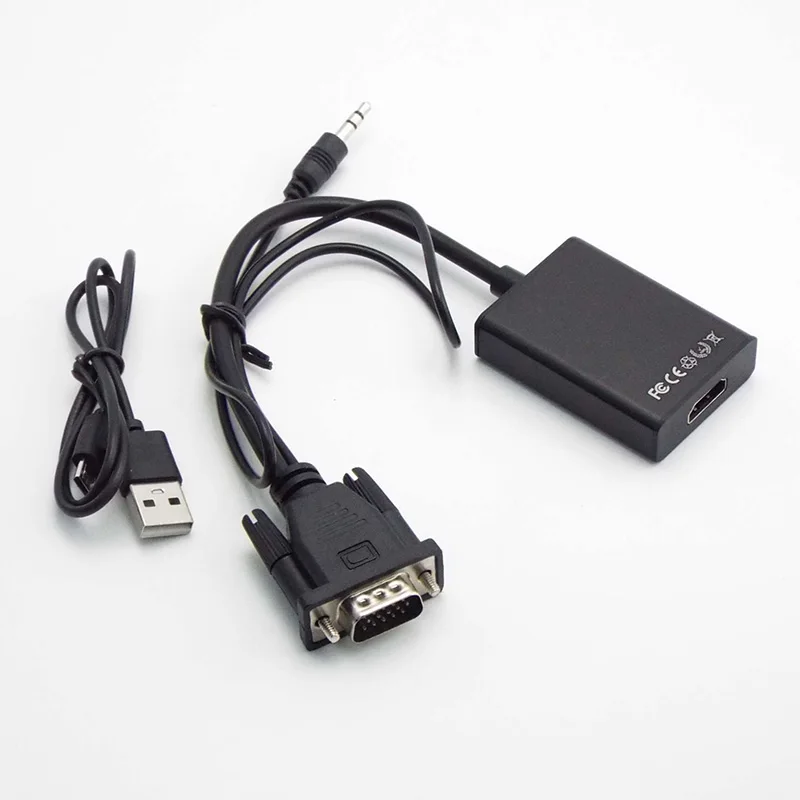 

1080P Full HD VGA-совместимый конвертер с HDMI-кабелем, аудиовыход, адаптер VGA для ПК, ноутбука, проектора HDTV