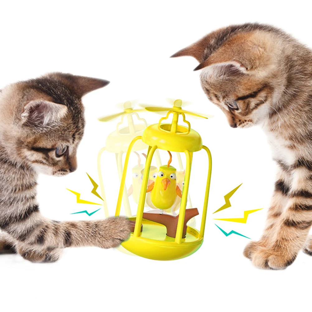 

Игрушка для кошек, клетка для птичьего домика, забавная вращающаяся интерактивная игрушка для котят с звуком, тренировочная игрушка для кош...