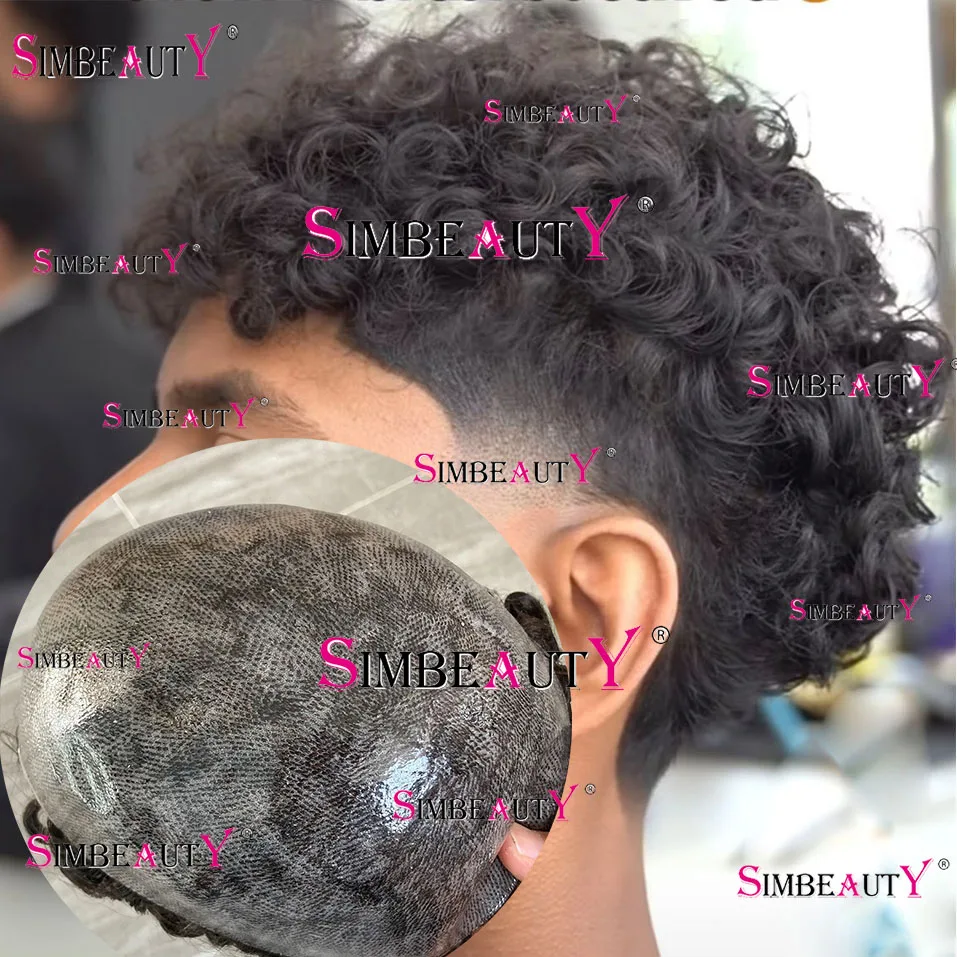 Коричневый черный серый 20 мм мужские вьющиеся 100% человеческие волосы супер