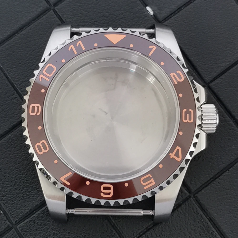Modified 40mm Watch Case Fine Stainless Steel Solid Caseback Bezel Sapphire Glass Fit NH34GMT Movement Modification Case Part
