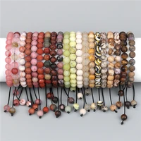 8mm men women natural stone beads bracelet healing braided rope bracelets handmade adjustable jewelry gifts for bets friends