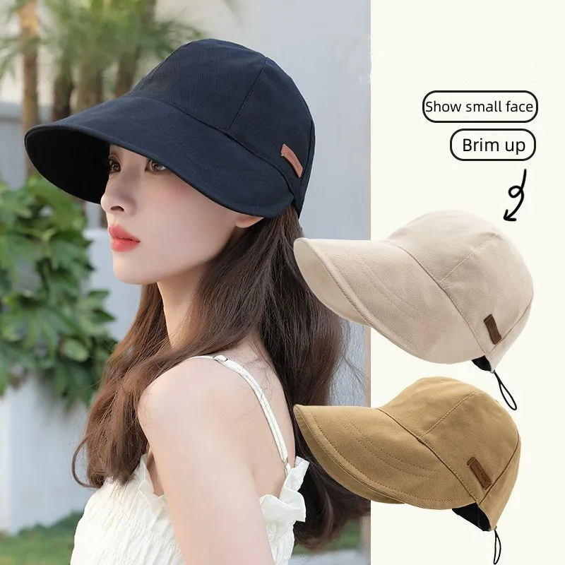 

Hat Female Summer Large Eaves Cover Face Fisherman's Hat Anti-UV Sun Hat Outdoor Cycling Shade Cap Duck Cap Travel Baseball Cap