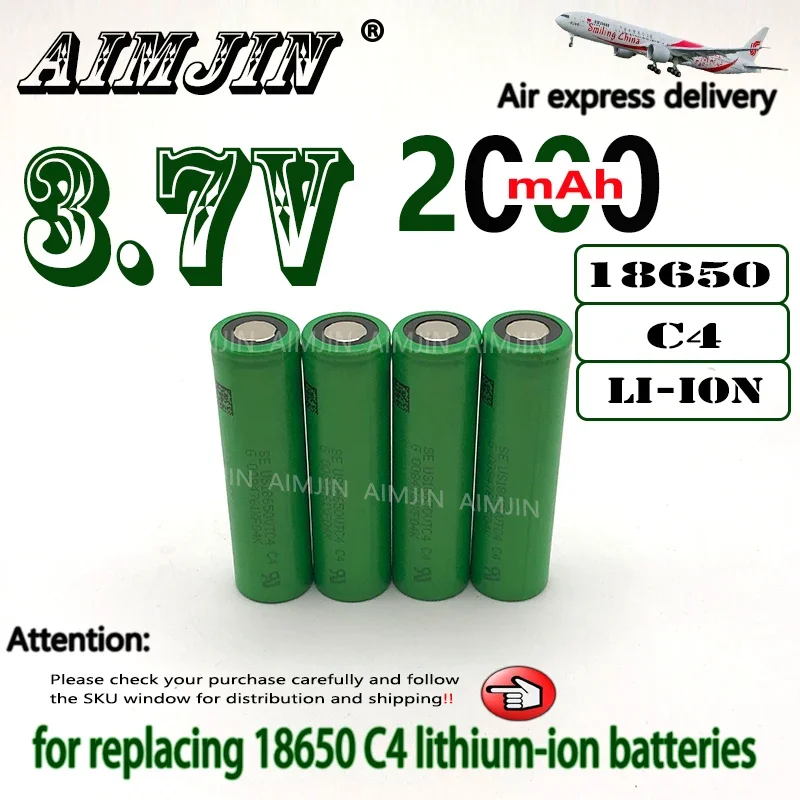 2 шт. 2024 Новый литий-ионный аккумулятор 18650 3 7 В US18650-VTC4 2000 мАч 20 А подходит для