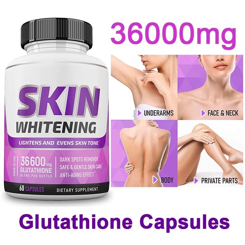 

2 bottle of 36600mg glutathione capsules skin beauty natural skin facial body melanin removal Whitening Capsules Free shipping