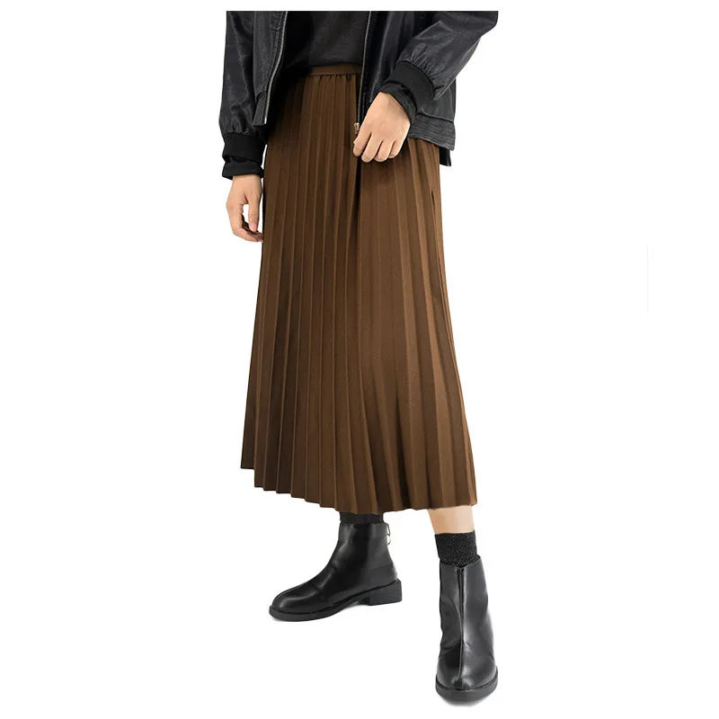 

Autumn Winter Mid-length 2021 New Style Good Drape Solid Color Thin A-line Long Skirt RKYBSQ002