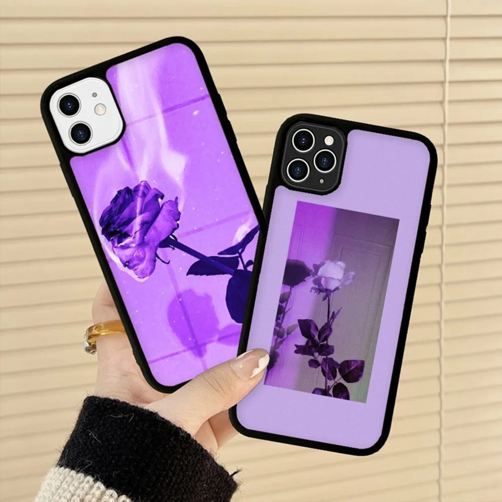 

Эстетичный чехол для телефона фиолетовая Роза, силиконовый чехол из поликарбоната и ТПУ для iPhone 14 11 12 13 Pro Max 8 7 6 Plus X XR, жесткие чехлы