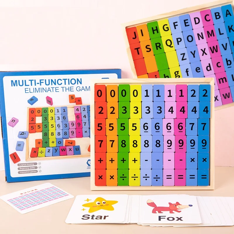 

1 Set Wooden Montessori Toys for Kids 23 Pcs Cards with Animal Cognition Table Board Game Numbers Counting Early Educational Toy