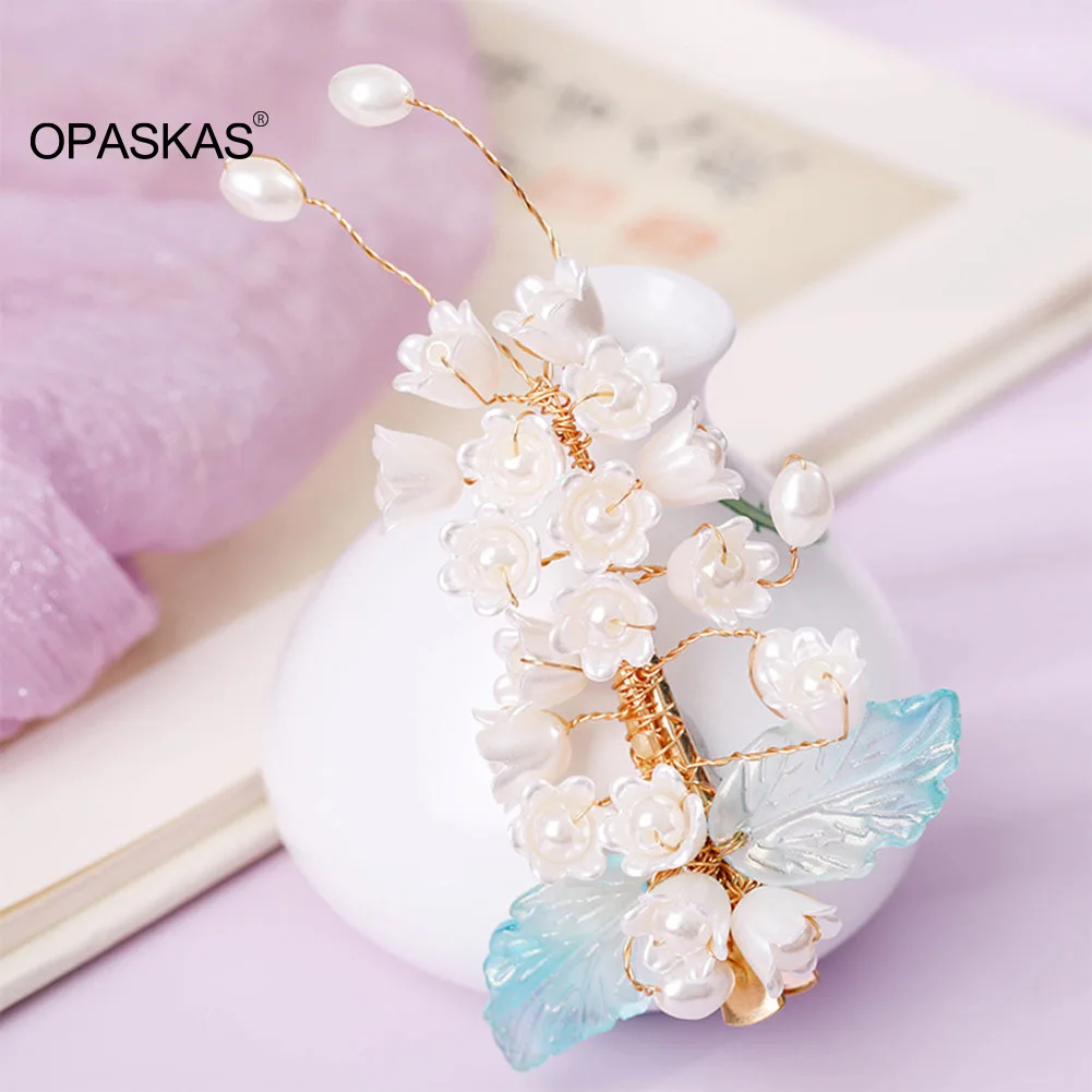 

2PCS Hairpins Hair Clip Wedding Headdress For Women Vintage Girls Flower Pearl Barrettes Chinese Hanfu Hair Accessories Jewelry