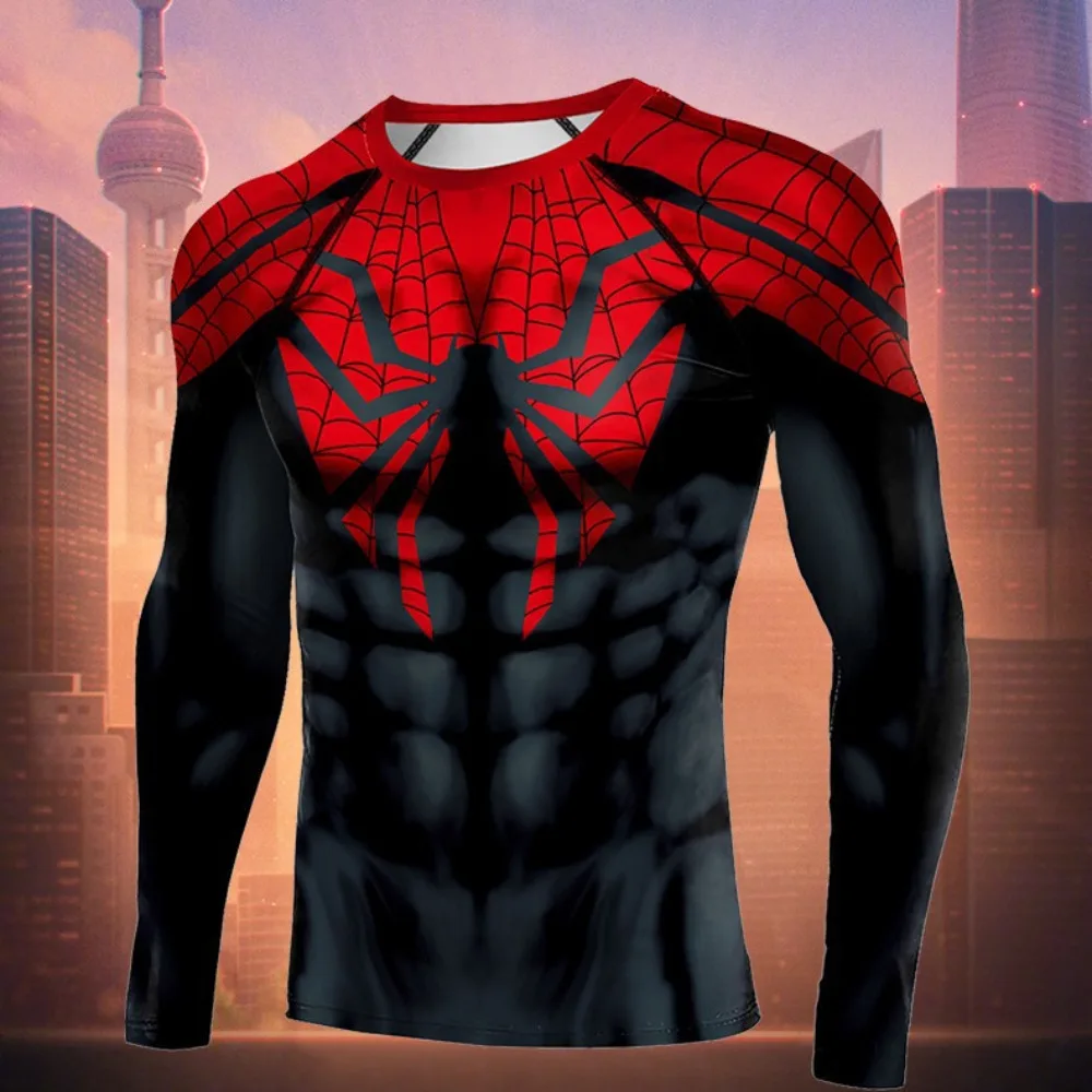 Мужская облегающая Спортивная футболка Marvel Человек-паук костюм для косплея на