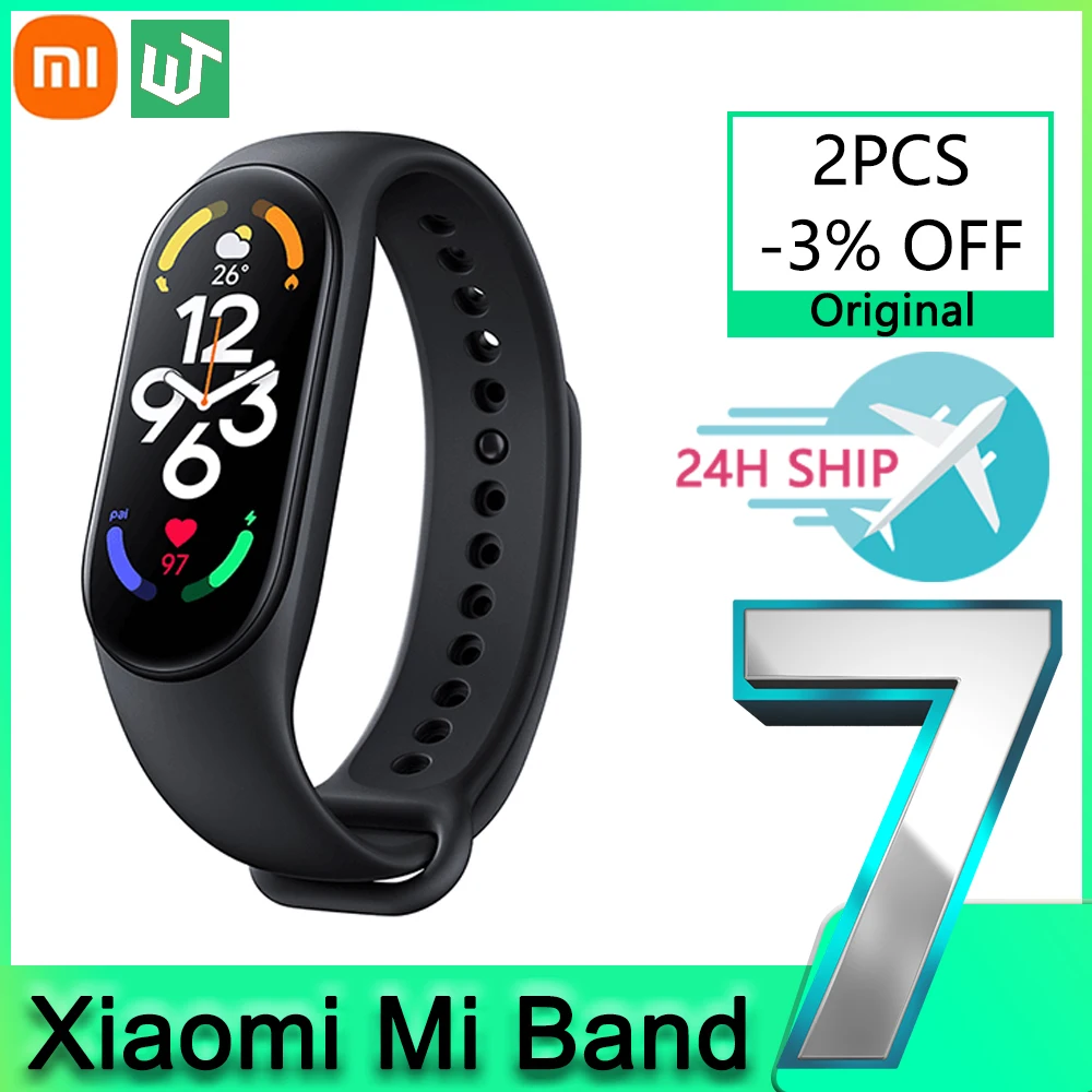 Original Xiaomi Band 7 1.62" AMOLED Smart Bracelet Blood Oxygen Fitness Traker Miband 7 Bluetooth 5ATM Waterproof Sport Band