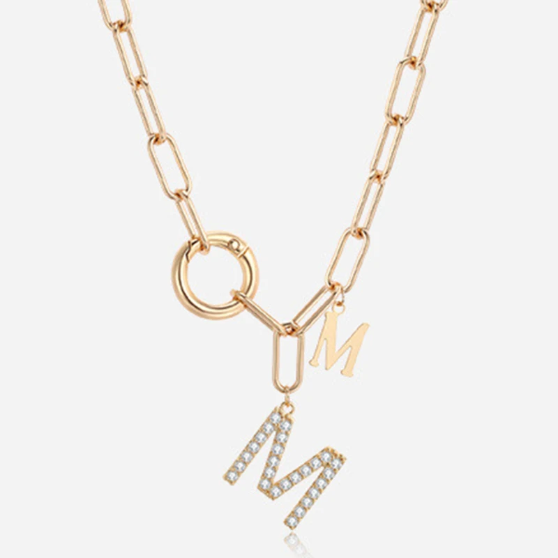 Женская короткая цепь в стиле панк толстая хип-хоп с буквой M корейская бижутерия
