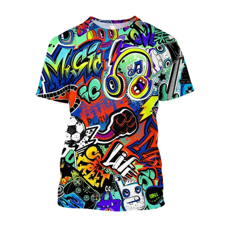 

Футболка мужская оверсайз с 3D-принтом, модная графическая рубашка с ручной росписью, уличная одежда с короткими рукавами, в стиле академии, ...
