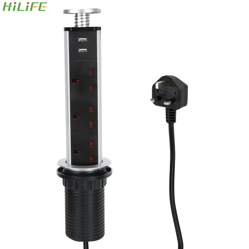 

UK & USB порты UK Plug Pop Up Socket Pull Pop Up Socket Lifting Electric Power Outlet настольная розетка